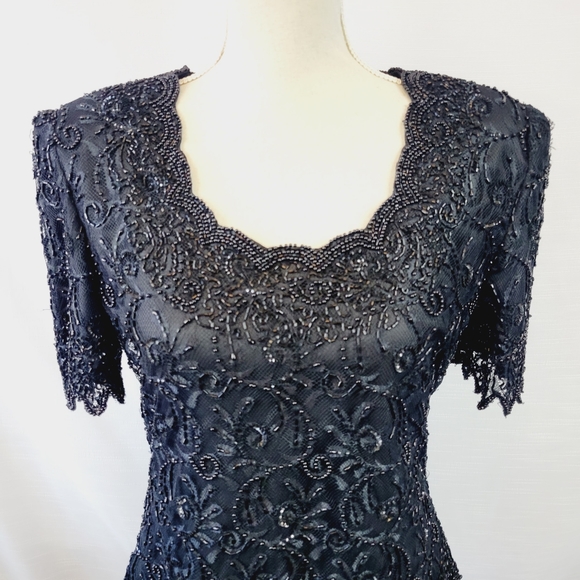 Vintage Black Beaded Top size Large - Picture 2 of 8